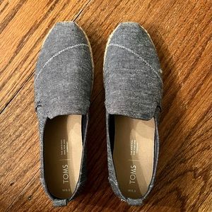 Brand new Toms slip on, light denim color espadrilles.